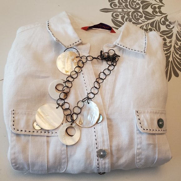 LINEN WHITE SHIRT DRESS SIZE 38 + GIFT J-NITA 100% LINEN - Picture 16 of 16